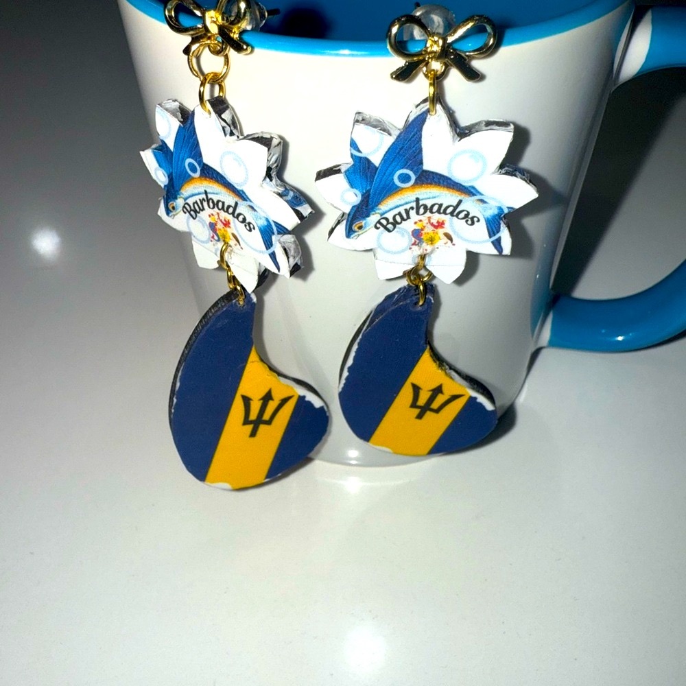 Barbados Flag Drop Earrings